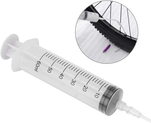 حقنة مانعة للتسرب للإطارات بدون أنابيب من DEWIN، أداة إزالة صمام الدراجة الأساسية مناسبة للستانز بدون أنابيب مانعة للتسرب وغيرها من المواد المانعة للتسرب، تتضمن قطعة واحدة من حاقن مانع التسرب، قطعتين من الأنابيب، قطعة واحدة أداة إزالة الصمام، 60 مل in Kuwait