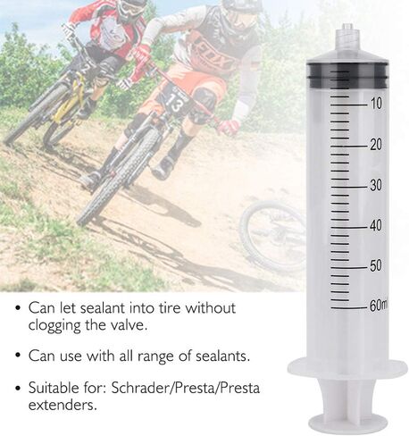 حقنة مانعة للتسرب للإطارات بدون أنابيب من DEWIN، أداة إزالة صمام الدراجة الأساسية مناسبة للستانز بدون أنابيب مانعة للتسرب وغيرها من المواد المانعة للتسرب، تتضمن قطعة واحدة من حاقن مانع التسرب، قطعتين من الأنابيب، قطعة واحدة أداة إزالة الصمام، 60 مل in Kuwait