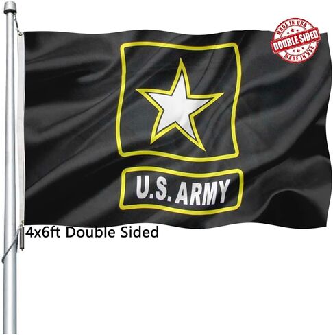 US Army Flag 3x5 Outdoor Double Sided- Heavy Duty United States Army Military Flags -American Black Star Army Flags Banner with 2 Brass Grommets 4 Rows Stitched in Saudi Arabia