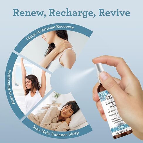 بخاخ زيت المغنيسيوم من جوروناندا (2 أونصة سائلة)، بخاخ مغنيسيوم موضعي مع الزيوت العطرية الطبيعية والصبار، يساعد على تخفيف ألم العضلات والاسترخاء، ولم يتم الإساءة إلى الحيوانات لتصنيعه in Kuwait