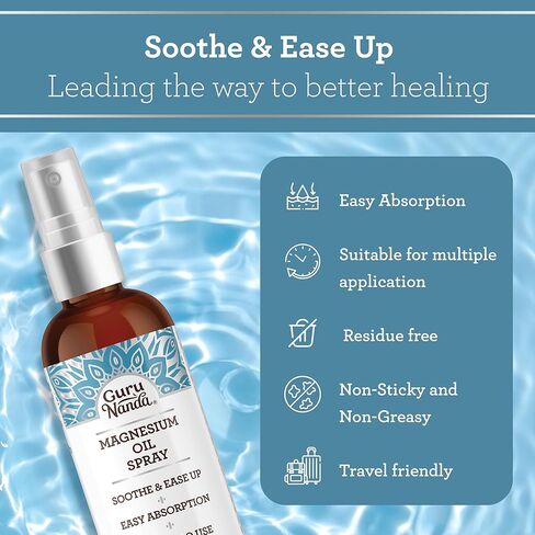 بخاخ زيت المغنيسيوم من جوروناندا (2 أونصة سائلة)، بخاخ مغنيسيوم موضعي مع الزيوت العطرية الطبيعية والصبار، يساعد على تخفيف ألم العضلات والاسترخاء، ولم يتم الإساءة إلى الحيوانات لتصنيعه in Kuwait