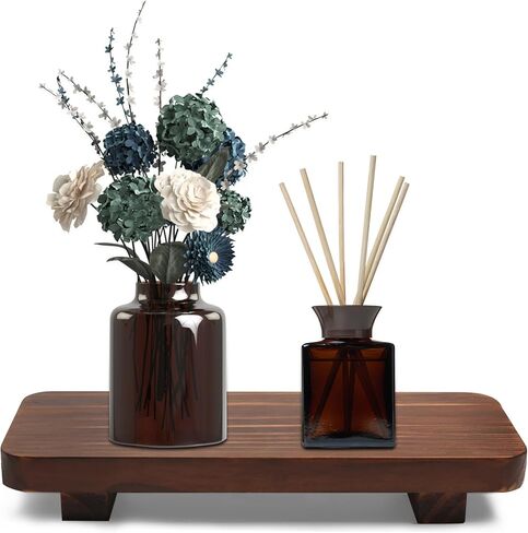 Wood Risers for Decor Display, Bathroom Counter Sink Decor, Dish Soap Tray Wood Tray for Kitchen Counter, Small Wooden Soap Stand, Wood Soap Pedestal, Soap Dispenser Stand Modern Farmhouse (Retro Color) in Saudi Arabia