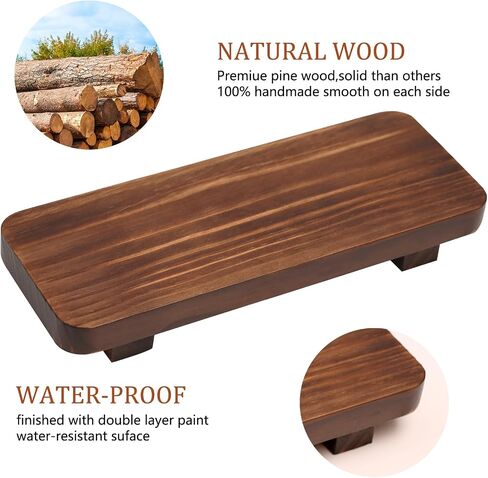 Wood Risers for Decor Display, Bathroom Counter Sink Decor, Dish Soap Tray Wood Tray for Kitchen Counter, Small Wooden Soap Stand, Wood Soap Pedestal, Soap Dispenser Stand Modern Farmhouse (Retro Color) in Saudi Arabia