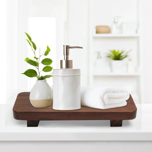 Wood Risers for Decor Display, Bathroom Counter Sink Decor, Dish Soap Tray Wood Tray for Kitchen Counter, Small Wooden Soap Stand, Wood Soap Pedestal, Soap Dispenser Stand Modern Farmhouse (Retro Color) in Saudi Arabia