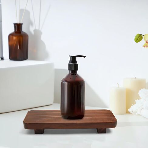 Wood Risers for Decor Display, Bathroom Counter Sink Decor, Dish Soap Tray Wood Tray for Kitchen Counter, Small Wooden Soap Stand, Wood Soap Pedestal, Soap Dispenser Stand Modern Farmhouse (Retro Color) in Saudi Arabia