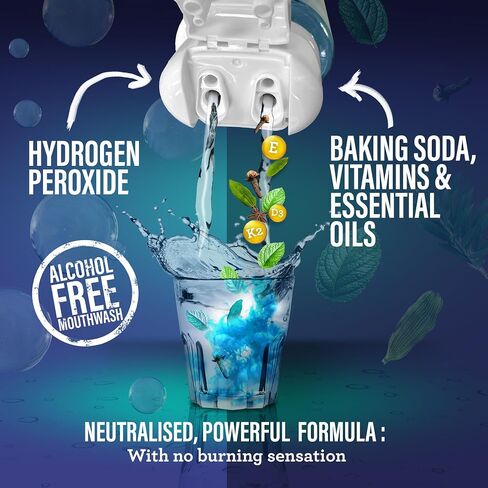 GuruNanda Dual Barrel Oxyburst Whitening Mouthwash with Hydrogen Peroxide, Alcohol & Fluoride Free with Natural Essential Oils (Wild Mint), 3x20 Fl Oz in Saudi Arabia