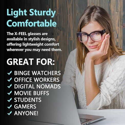 Xfeel Anti Blue Light Glasses Over Prescription Glasses Fit Over Blue Filter Glasses for Computer/Gaming/TV/Phone/Reading in Saudi Arabia