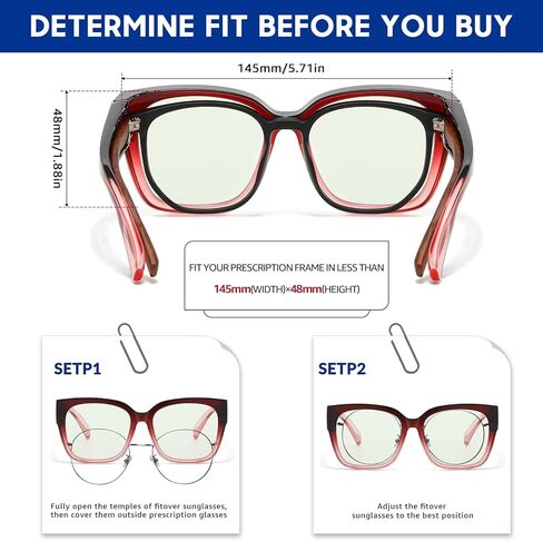 Xfeel Anti Blue Light Glasses Over Prescription Glasses Fit Over Blue Filter Glasses for Computer/Gaming/TV/Phone/Reading in Saudi Arabia