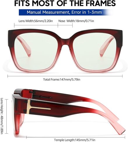 Xfeel Anti Blue Light Glasses Over Prescription Glasses Fit Over Blue Filter Glasses for Computer/Gaming/TV/Phone/Reading in Saudi Arabia