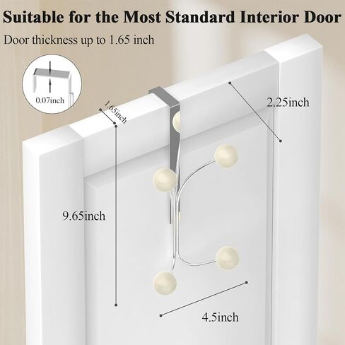 Over The Door Hooks, Towel Rack for Bathroom Door, Over The Door Coat Hanger Hat Rack with 6 Cream White Decorative Ball Ends for Bathroom Bedroom Dorm Hanging Towels Caps Coats Bags Key in Saudi Arabia