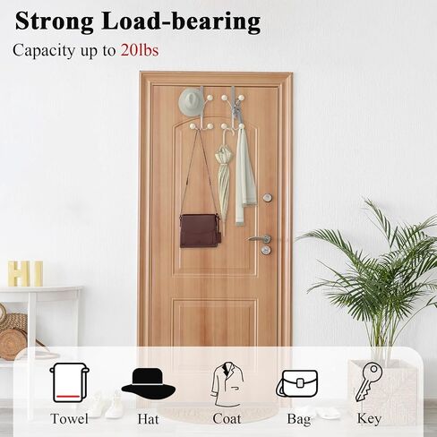 Over The Door Hooks, Towel Rack for Bathroom Door, Over The Door Coat Hanger Hat Rack with 6 Cream White Decorative Ball Ends for Bathroom Bedroom Dorm Hanging Towels Caps Coats Bags Key in Saudi Arabia