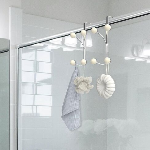 Over The Door Hooks, Towel Rack for Bathroom Door, Over The Door Coat Hanger Hat Rack with 6 Cream White Decorative Ball Ends for Bathroom Bedroom Dorm Hanging Towels Caps Coats Bags Key in Saudi Arabia