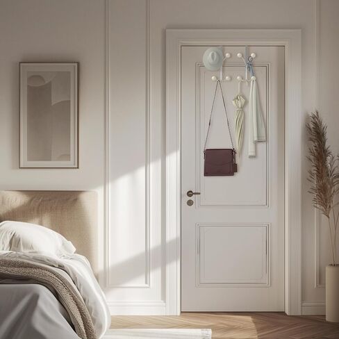 Over The Door Hooks, Towel Rack for Bathroom Door, Over The Door Coat Hanger Hat Rack with 6 Cream White Decorative Ball Ends for Bathroom Bedroom Dorm Hanging Towels Caps Coats Bags Key in Saudi Arabia