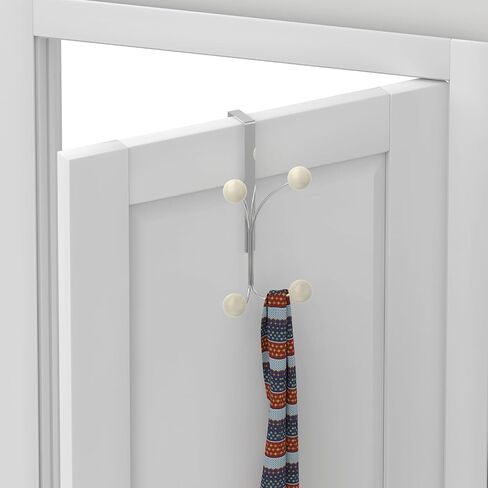 Over The Door Hooks, Towel Rack for Bathroom Door, Over The Door Coat Hanger Hat Rack with 6 Cream White Decorative Ball Ends for Bathroom Bedroom Dorm Hanging Towels Caps Coats Bags Key in Saudi Arabia