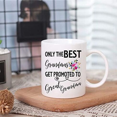Funny Cpffee Mug, Only The Best Grandmas Get Promoted To Great Grandma Cup, Best Grandma Gift Mugs, Mother's Day, Thanksgiving Day, Christmas Gifts,Birthday gift ，11 oz Novelty Mug in Saudi Arabia