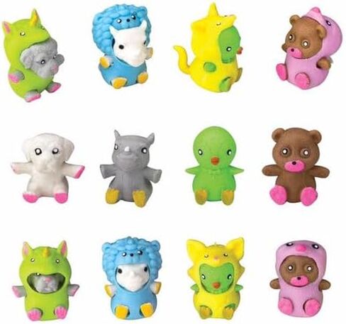 Raymond Geddes Snuggle Wuggle Erasers (24 Assorted Colors Per Pack) - Cute Animal Critter Erasers with Stretchable, Changeable Costumes in Saudi Arabia