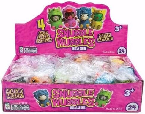 Raymond Geddes Snuggle Wuggle Erasers (24 Assorted Colors Per Pack) - Cute Animal Critter Erasers with Stretchable, Changeable Costumes in Saudi Arabia