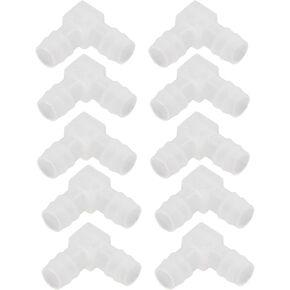 10Pcs 90 Degree Elbow Hose Barb, Plastic Equal Barbed Joint Splicer Elbow L Fitting Pipe Connector for Aquarium Lab Boat(14mm/0.55in)