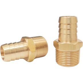3/4 Inch Barb x 3/4 Inch NPT Male, Brass Hose Barb Fitting, (2 Piece), Adapter, NPT Male to Barb Pipe Fitting by T TANYA HARDWARE