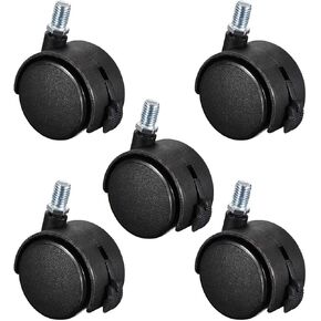 uxcell® Furniture Casters 2 Inch Nylon M10 x 15mm Threaded Stem Swivel Caster Wheels w Brake, 38lb Capacity Each Wheel, 5 Pcs