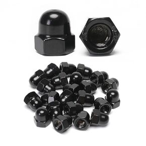25PCS M6 Black Acorn Cap Nuts, Black Acorn Nut 304 Stainless Steel
