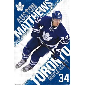 Trends International NHL Toronto Maple Leafs - Austin Matthews 16 Wall Poster, 22.375" x 34", Silver Framed Version