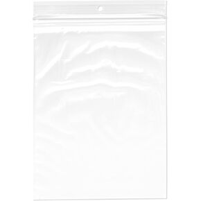 Plymor 6" x 8" (Pack of 100), 2 Mil with Hang-Hole Zipper Reclosable Plastic Bags