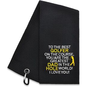 Hafhue to The Best Golfer on The Course Embroidered Golf Towel, Dad Golf Towel, Golf Accessories for Men, Golf Gift for Dad, Birthday for Dad Grandpa Golf Fan, Retirement Gift for Dad