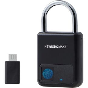 Fingerprint Padlock, Smart Padlock with USB Charging Support, Fingerprint Lock, Biometric Lock Suitable for Luggage, Bookcase, Suitcase, Backpack, Bike, School Locker, Gym Locker Lock(Gray)