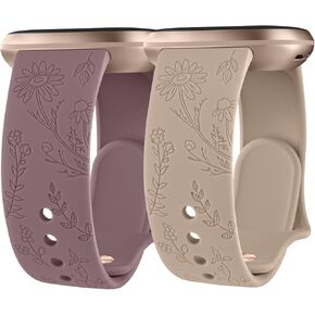 عبوتان من الأربطة المنقوشة بالزهور المتوافقة مع Fitbit Versa 4 / Versa 3 Bands للنساء والرجال، Fitbit Sense 2 / Sense Bands، حزام سوار بديل من السيليكون الناعم لساعة Fitbit Versa 4 / Sense 2 الذكية