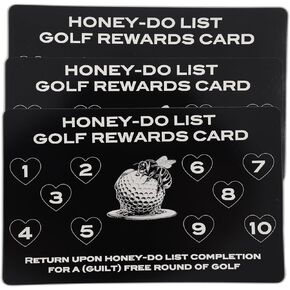 Honey-Do List Rewards Metal Hole-Punch Stamp Card – Unique Gift for Golfers – Designed and Slow Engraved in The USA – 3 Pack