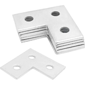 Ceeann Holes L Shaped Connector，6 Pack Flat Plate Fitting Bracket （5mm Thickness）fit for 1/2" Bolt in 1-5/8" Strut Channel,Surface Electrogalvanized