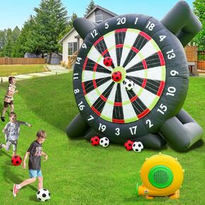 10ft Inflatable Soccer Dart Board for Adults.The Giant Soccer Dart Board Comes with 8 Soccer Balls and 370W Blower for Outdoor Games, Carnival Games, Backyard Games,Camp Activities and Soccer Parties