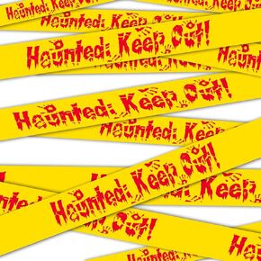 Halloween Caution Tape, 2" x 164ft Yellow Haunted Keep Out Warning Flagging Tape for Spooky Indoor & Outdoor Decoration, DIY Party Decor, Safety Barrier for Door, Yard, Haunted House