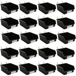 CertBuy 20 Pack Pegboard Bins with Metal Hooks Pegboard Hooks Assortment with Blue Labels Hooks for Pegboard Cup Holder for Organizing Accessories Tools Storage Office Workshop Garage Workbench