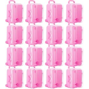 16 Pack Mini Suitcase Favor Box,Clear Tiny Suitcase Candy Box,Mini Travel Suitcases Box,Cute Miniature Travel Case Box for Wedding Party Decoration Jewelry Storage(Pink)