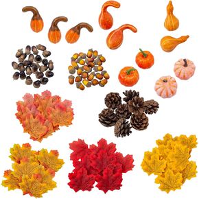 MyGift 166 Pieces Fall Harvest Themed Home Decoration, Thanksgiving Party Supplies, Autumn Table Decor, Vase Fillers