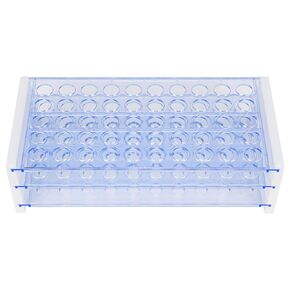 Test Tube Rack, 3-Tier Detachable Blue Plastic Test Tube Rack Tube Holder Stand Rack for Laboratory Scientific Experiments, 0.63 in 50-Place