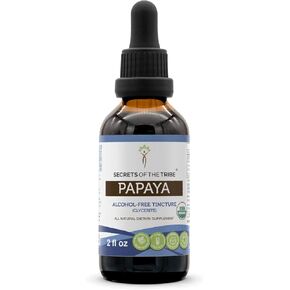 Secrets of the Tribe Papaya USDA Organic | Alcohol-Free Extract, High-Potency Herbal Drops | Made from 100% Certified Organic Papaya (Carica papaya) Dried Leaf (2 oz)