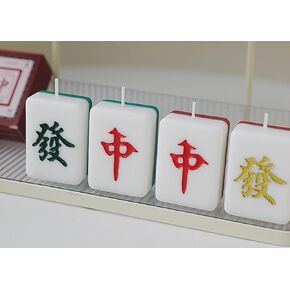 شمعة معطرة على شكل ماهجونج، 50 جم عنوان أخضر على الطراز الصيني من شمع الصويا برائحة مضحكة شمعة تزيينية للذكرى السنوية وأعياد الميلاد وديكور المنزل، هدية مثالية لفنغ شوي اصنع ثروة - عبوة واحدة (أخضر) in Kuwait