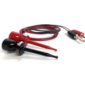 X100W Mini-Hook to Banana Plug Red & Black Test Lead Pair 22 AWG PVC 36 Inch