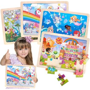 Jigsaw Puzzles Wooden Puzzles for Kids Ages 3-5 Preschool Educational Toddlers Toys United States Puzzle Space Universe World USA Map Earth Exploration Gifts for 3 4 5 6 Year Old Boys Girls 4 Packs