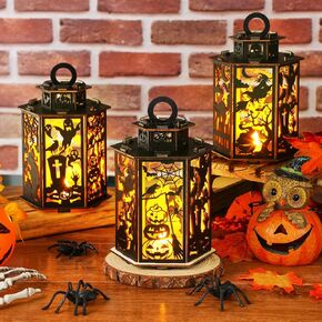 3 قطع من فانوس الهالوين لتزيين قطع مركزية للهالوين لطاولة فانوس الهالوين ديكورات داخلية للمنزل والحفلات الخارجية والشرفة والحديقة ديكور معلق in Kuwait