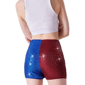 Maxim Party Supplies Misfit Women's High Waisted Shorts Shimmering Sequin Booty Shorts for Women Sparkle Glitter Shorts