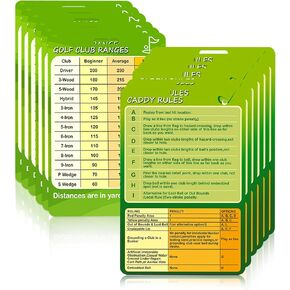 WANGDEFA 12 قطعة من بطاقة مخطط نطاق نادي الجولف، بطاقات مرجعية للجولف 2.7 * 4 بوصة، بطاقة مسافة الجولف، بطاقات مرجعية للجولف، علامات قواعد الجولف، كتاب مقدار من الياردات، ملحقات الجولف للمبتدئين المتوسطين (جانب مزدوج in Kuwait