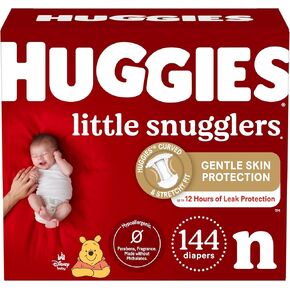 Huggies Newborn Diapers, Little Snugglers Newborn Diapers, Size 1 (up to 10 lbs), 144 Count