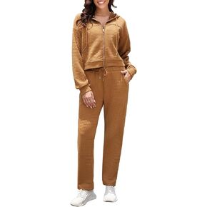 Taurus Womens Track Suits 2 Piece Outfits Zip Up Cropped Hoodie Sweatshirt Drawstring Sweatpants Lounge Set with Pockets