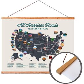 Epic Adventure Maps 24" Wide Magnetic Poster Hanger Frame - Sturdy Wooden Frame for Posters, Prints, Artwork or Wall Hangings - Frame for Scratch Off Map - Frame for Pushpin Map -