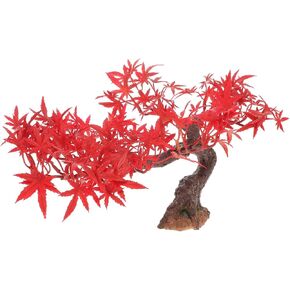 Artificial Bonsai Tree - Small Decorative Japanese Maple Bonsai Fake Potted Plant for Home and Office Decor - Indoor Faux Tree Ornament for Desk and Shelf Adornment