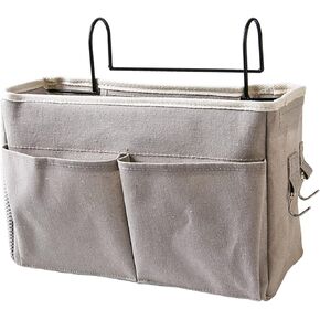 Bedside Caddy, Bedside Storage Caddy/Bedside Hanging Storage Bag Hanging Desk Organizer for Headboards Bunk Beds Dorm Rooms Book Phone Magazine Holder (Grey)